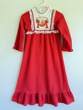 VTG 80s Strawberry Shortcake Nightgown Pajamas American Greetings Red Flannel 7