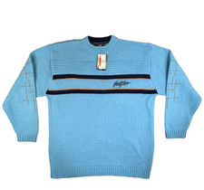 Vtg Johnny Blaze Sweater Mens L Blue Stripes 90s Y2K Logo Method Man Wu Tang NOS