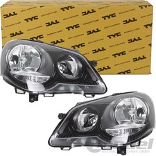 2xTYC HAUPTSCHEINWERFER SCHWARZ H7/1 VORNE LINKS+RECHTS für VW POLO 9N3 FACELIFT