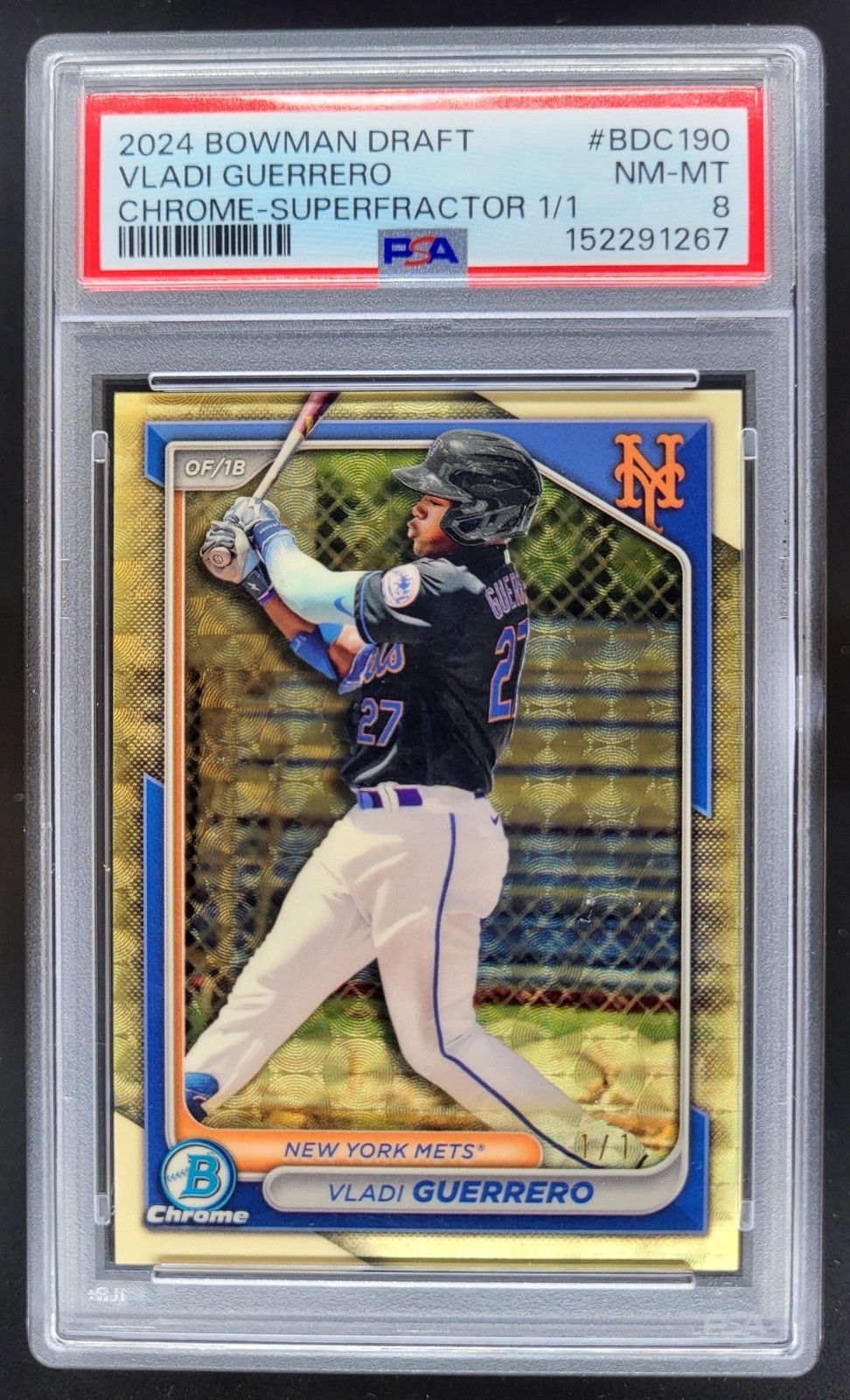 2024 Bowman Draft Vladi Guerrero Chrome SuperFractor 1/1 PSA 8 Mets RW3