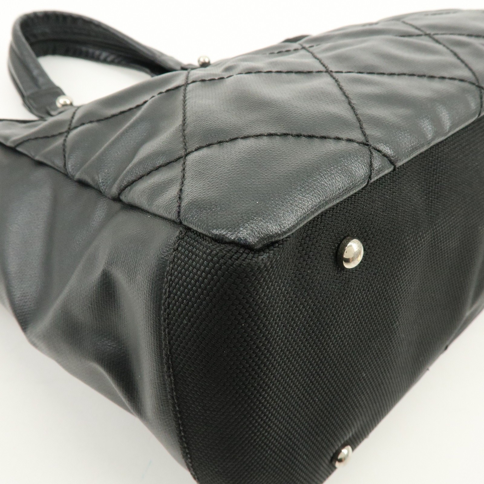 CHANEL PVC Canvas Leather Paris Biarritz MM Tote Hand Bag A34209 Auth Used F/S thumbnail 12