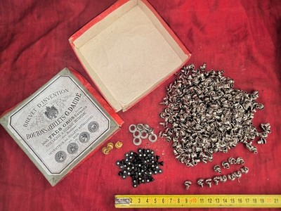 Antique 19th Century Fast Lacing Eyelets Box Dead Stock 1828 Hairy WW1 1914 18
