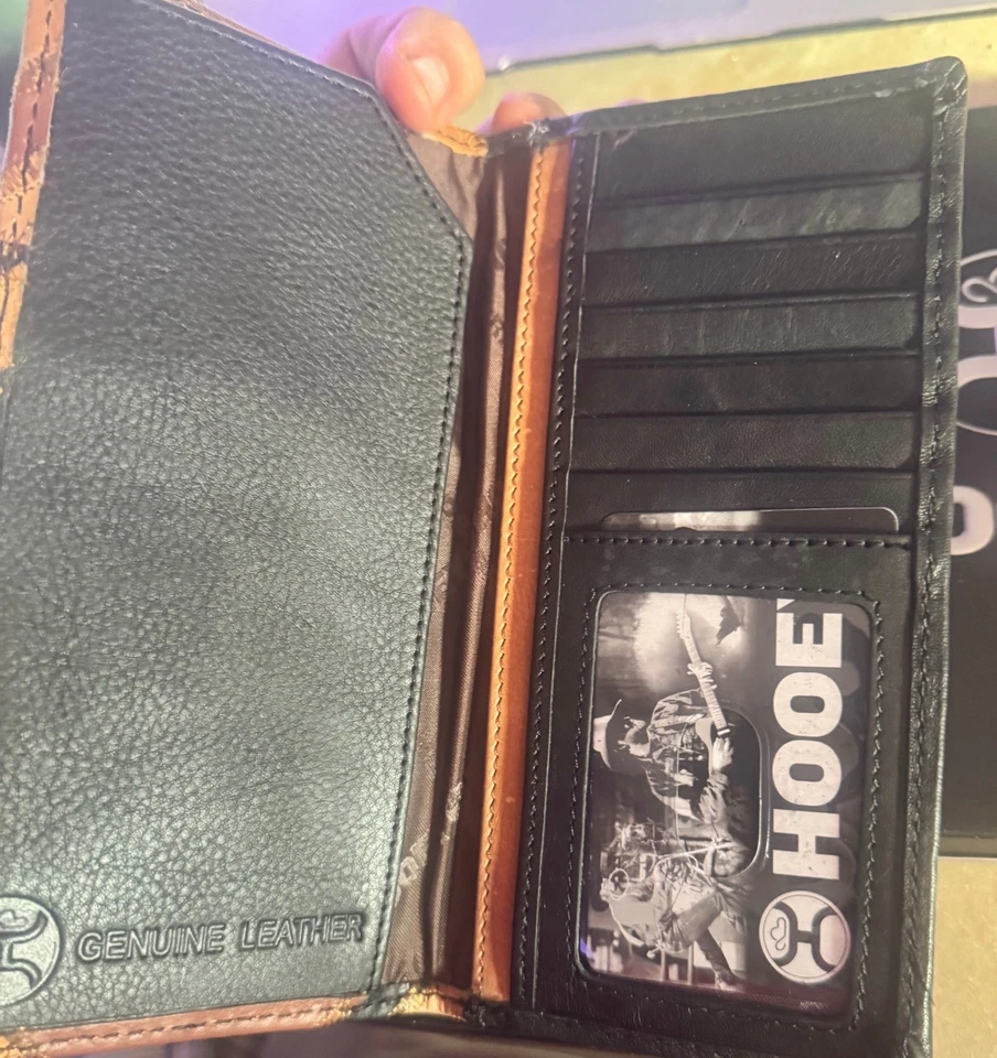HOOEY Leather RODEO check book WALLET BROWN/BLACK W/PATCHWORK HW007-BRBK - Image 3 of 4