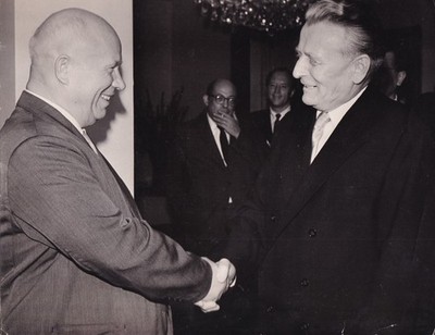 Original Pressefoto Nikita Chruschtschow & Antonín Novotny Chef Tschechische Partei 1960