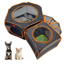 Portable Dog Playpen 2-Room with Tunnel, 3-in-1 Large Cat Crate Play Enclosur...