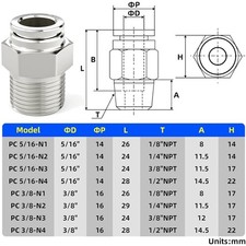 304 Stainless Steel Male Straight 3/8 Inch Tube OD