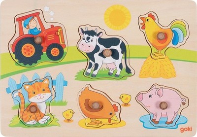 Steckpuzzle Auf dem Bauernhof: 30 x 21 x 2,4 cm, Holz, 6 Teile, per Stück
