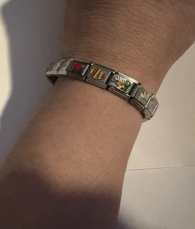 Pulseira Berloque Italiana VINTAGE 8 Berloques 19 Elos - 8"" - Imagem 4 de 4