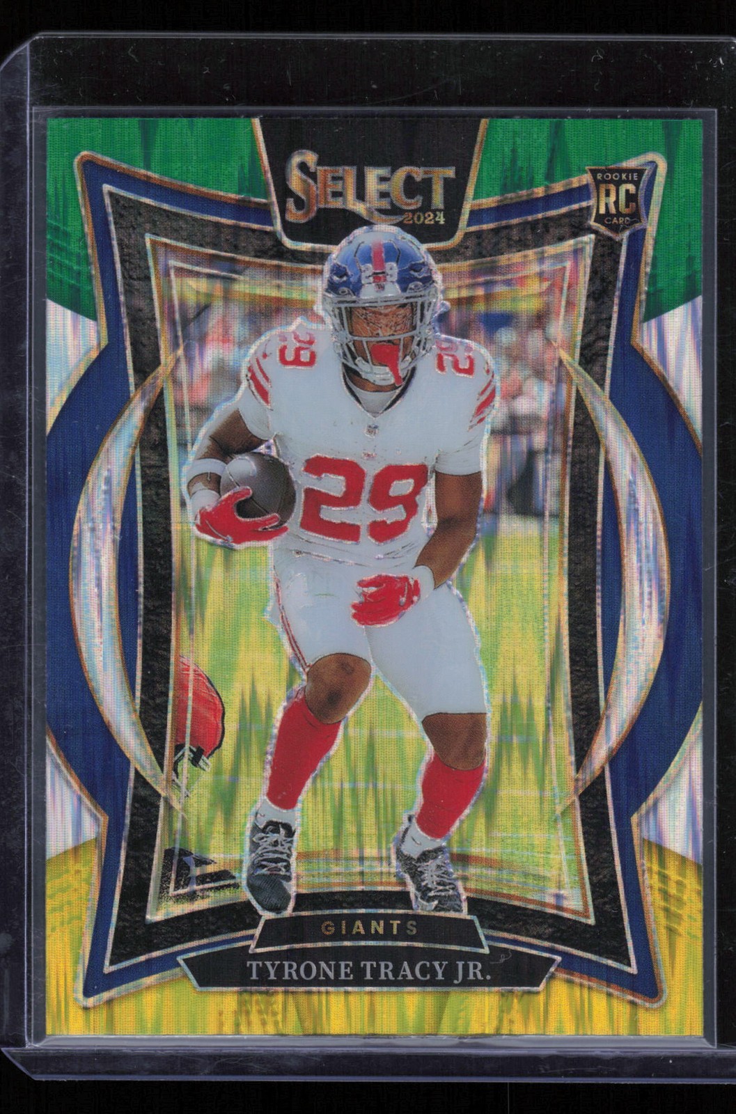 2024 Panini Select #61 Tyrone Tracy Jr. Green & Yellow Prizm Shock