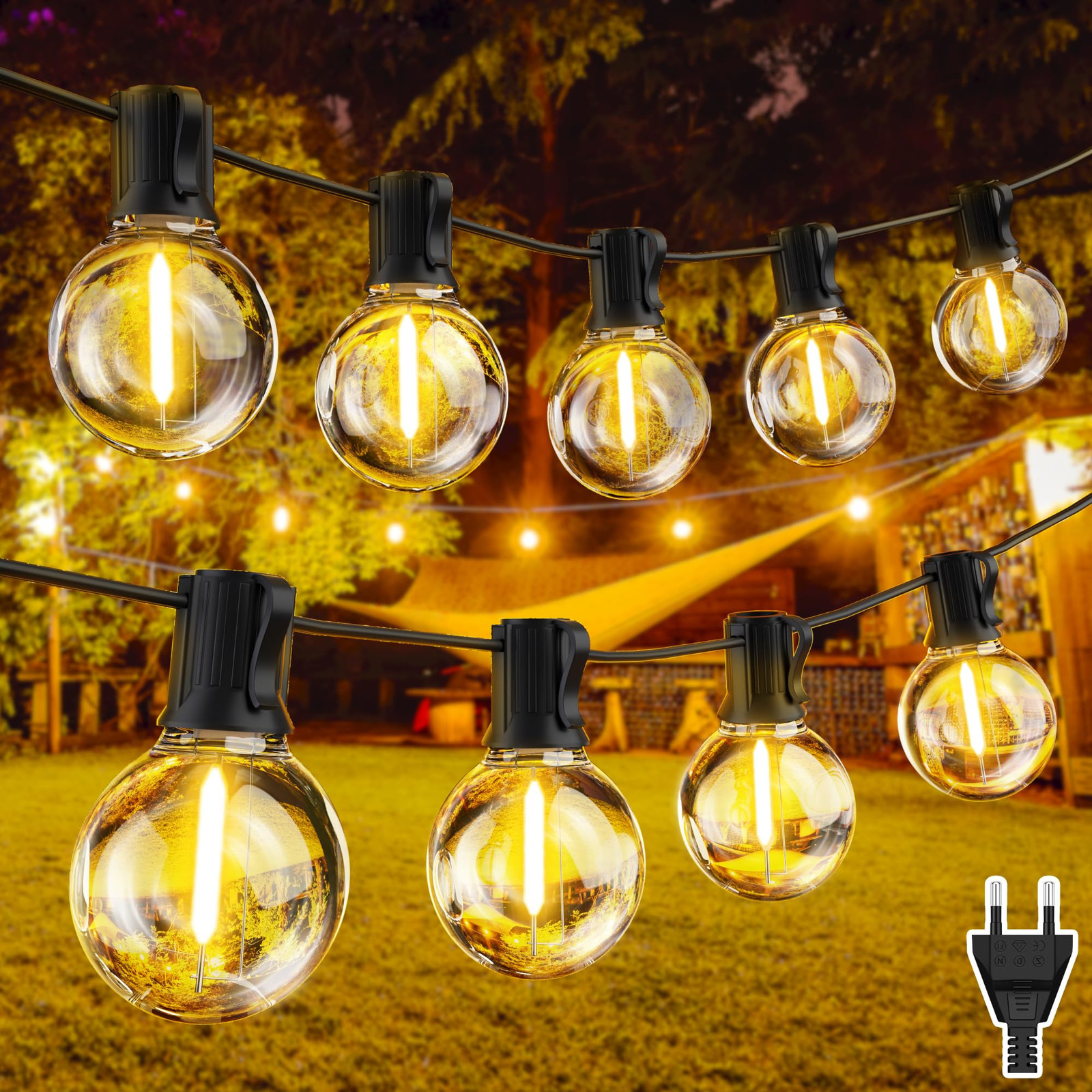 Heinstian Catena Luminosa Esterno LED, 15M G40 Luci da Esterno Giardino (Q7i)