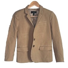 J.Crew Women's Beige Button Up Schoolboy Padded Shoulder Blazer Jacket Size 4P