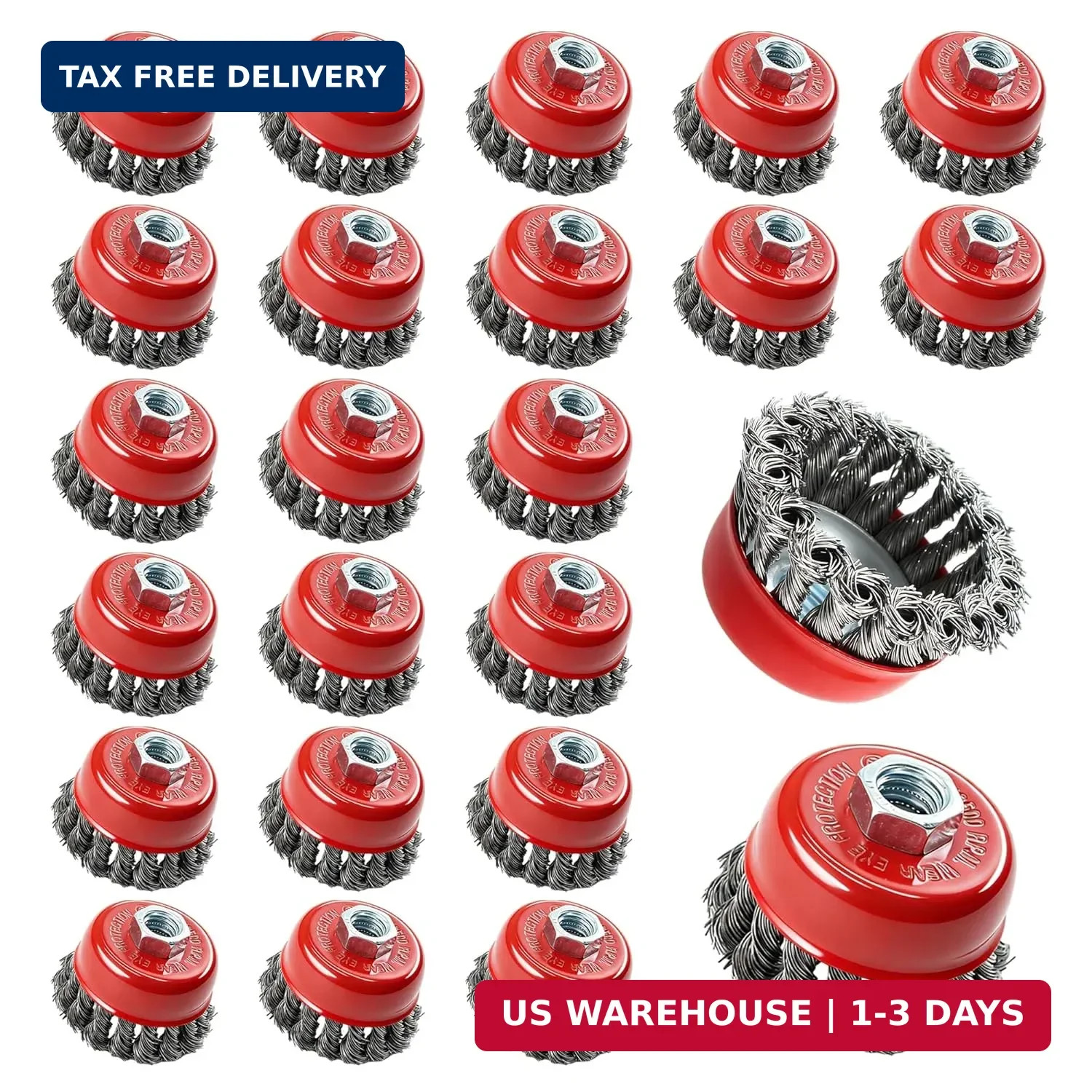 24 Pack Wire Cup Brush for 4-1/2 Angle Grinder 3" Carbon Steel Twist Knotted Cup