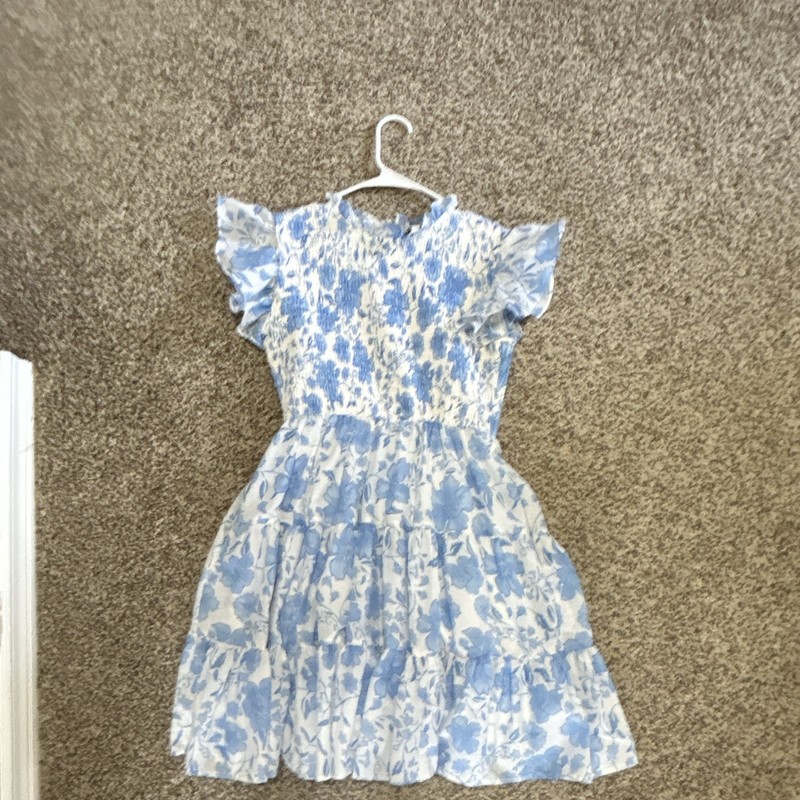 J. Marie Chloe Louise Gloral smocked ruffled mock neck tier A-line dress XS