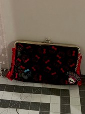 Monster High Skull Head Bow Girls Clutch Handbag Mini Purse Costume w Charm Coin