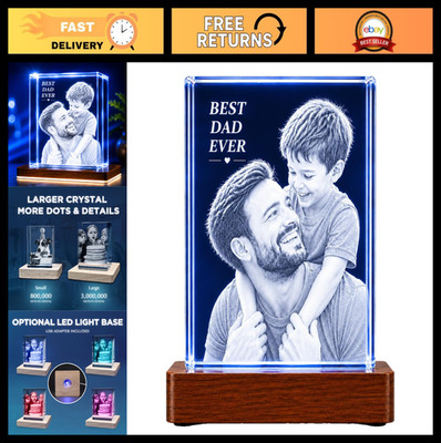 Custom 3D Crystal Photo with LED Light Base | Personalized Gift for Birthdays, M