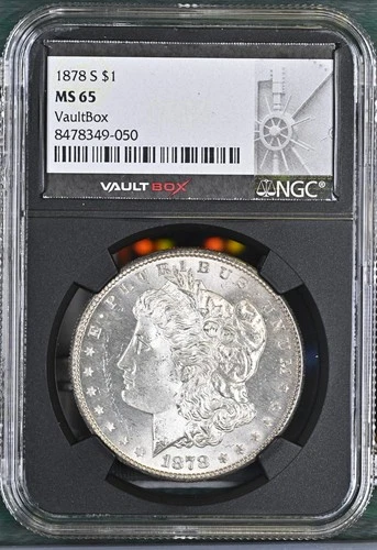 1878-S Morgan Silver Dollar NGC MS65 Vault Box Label