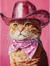 Cowboy Cat Paint by Numbers Kit for Adults,DIY Acrylic Painting by Numbers Kits 