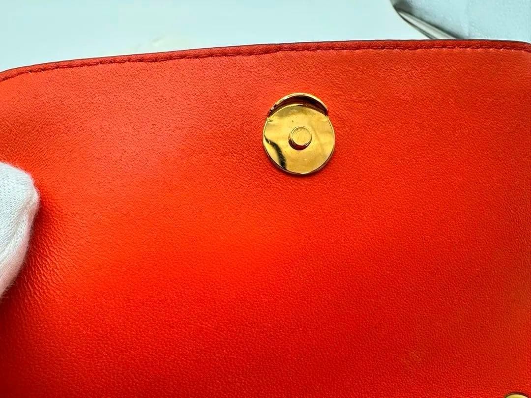 Versace Orange Leather Quilted Shoulder Bag Gold Medallion Used thumbnail 6