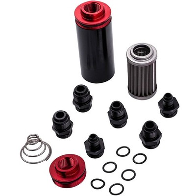Black Red AN6/8 10 0.1mm 100 Micron Adapter High Flow Car Inline Fuel Filter New