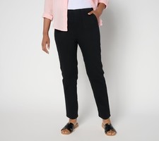 Denim  Co. Petite Black Flat Front Denim Side Pocket Pant Black Denim M New