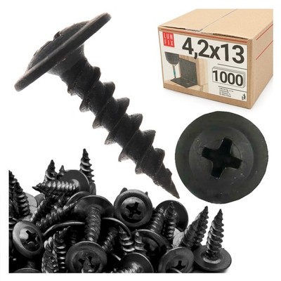 1000 Stk. 4,2x13 mm Selbstschneidende Schrauben phosphatiert schwarz