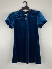 New In Collection Women Small Blue Babydoll Dress Velvet Feel Puff Sleeve