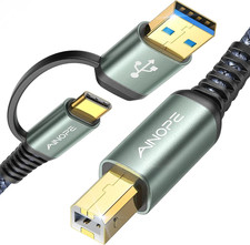 Printer Cable to USB, 480Mbps Printer USB B to USB C MIDI Cable Nylon Braided Ty