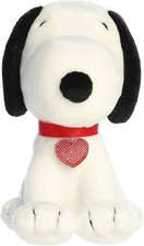 New Officially Licensed Aurora Peanuts Sitting Snoopy Heart Tag Plush - 8"