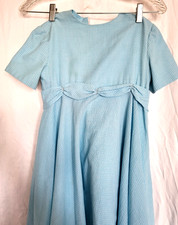Hand Made Amish / Mennonite dress girl /teen blue short Sleeve s/m b28 w-27 L42