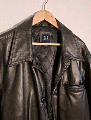 Vintage The Gap Leather Coat Y2k Matrix Genuine Leather Napa Womens 