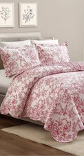 Beautiful Full/Queen ~ Red & White Floral REV...