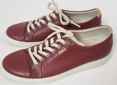 Size 9 ECCO Soft 7 Women s red leather laced walking shoes for comfort/support