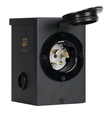 50A Generator Power Inlet Box NEMA S7Power Inlet Box 3 Prong Black