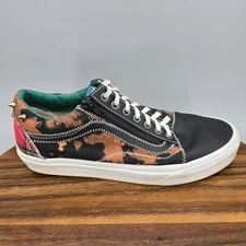 Vans Old Skool Shoes Mens 8.5 Multicolor Plaid Zip Up Spikes Punk Skate Sneakers