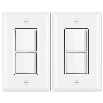 Double Rocker Light Switch Single Pole Combination Wall Control White 2 Pk