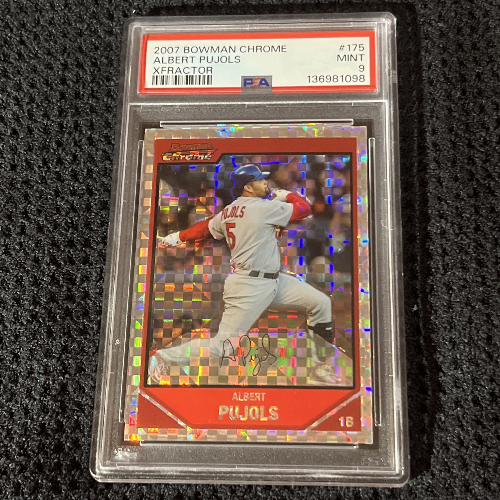 2007 BOWMAN CHROME XFRACTOR #175 Refractor ALBERT PUJOLS /250 PSA 9 AF42