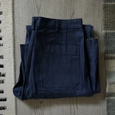 Vintage Deadstock 1966 60s Selvedge USN Denim Navy Dungarees 34x33 Button Fly