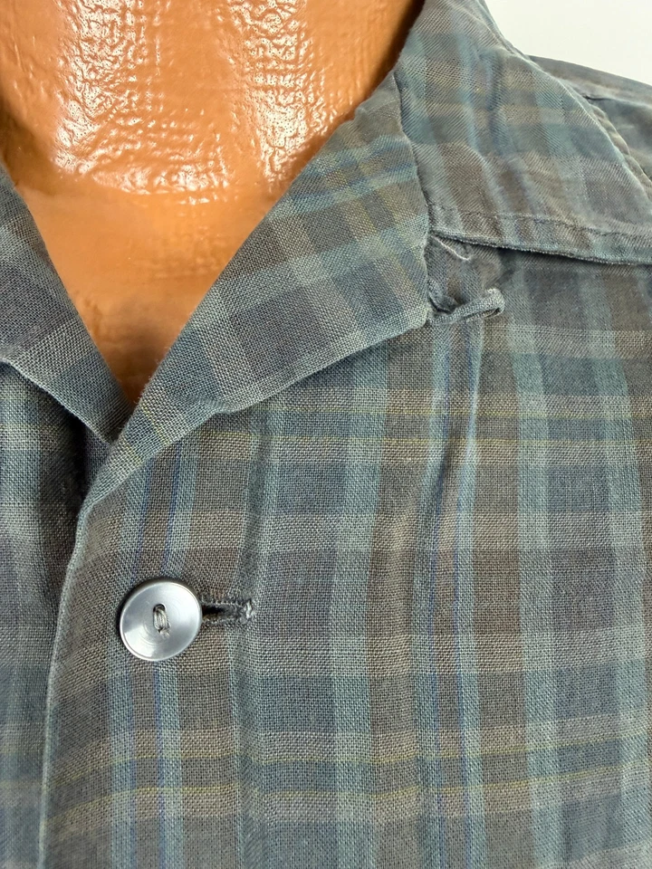 Vintage 50s Camp Shirt Men Medium Dark Brown Plaid Rockabilly McGregor USA Made - Image 4 of 4