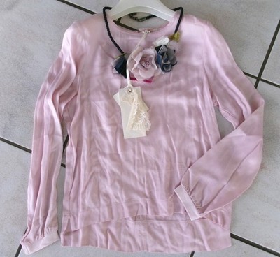 Original MONNALISA Luxus Bluse mit Blumenkette Gr.128 NEU