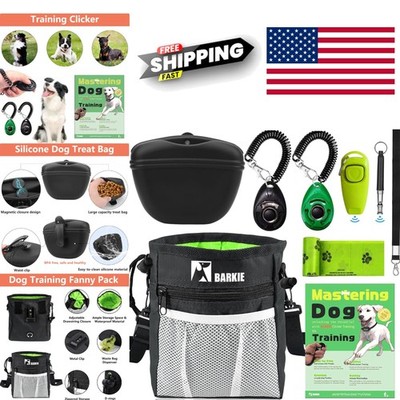 Versatile Dog Training Kit with Treat Bag Clickers Whistle and Manual in Black