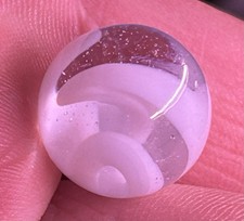Vintage Akro Agate White Ribbon Swirl Marble 0.57 NM