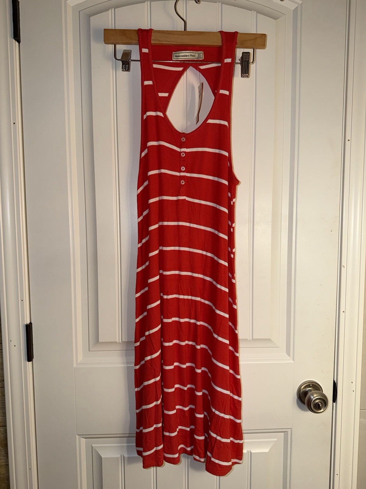 Abercrombie & Fitch Red White Striped Racerback Dress Small Tall NWT, photo 2