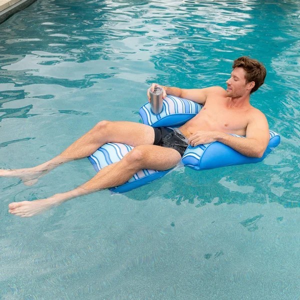 Big Joe Seabreeze Lounger XL Pool Float Chair No Air Fabric Float w/ Cup Holder