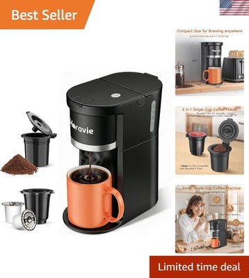 Small Single Serve Coffee Maker, Fast Brew One Cup Coffee Machine for K Cup a...