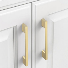 Brushed Brass Cabinet Pulls - 10 Pack 5" Kitchen Handles for Drawers Cupboards