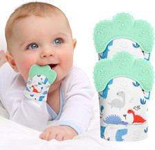 Vicloon Baby Teething Set, 2 Pack Teething Mittens for Baby, Includes 2 Silicone