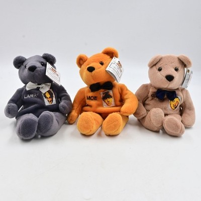 The Three Stooges Larry, Curly, Moe Beanie Bear Lot Of 3 NWT Vintage 1999