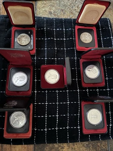 Lot of (7) Canadian 50% Silver Dollars 1971-1979 - Specimen Proof-Like w/ Cases