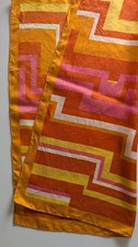 Vintage Mod Geometric Scarf Orange Pink Yellow Retro Square Head Scarf 26"