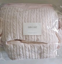 Restoration Hardware Cable Knit Pink Moses Basket Bedding Liner Matt Set